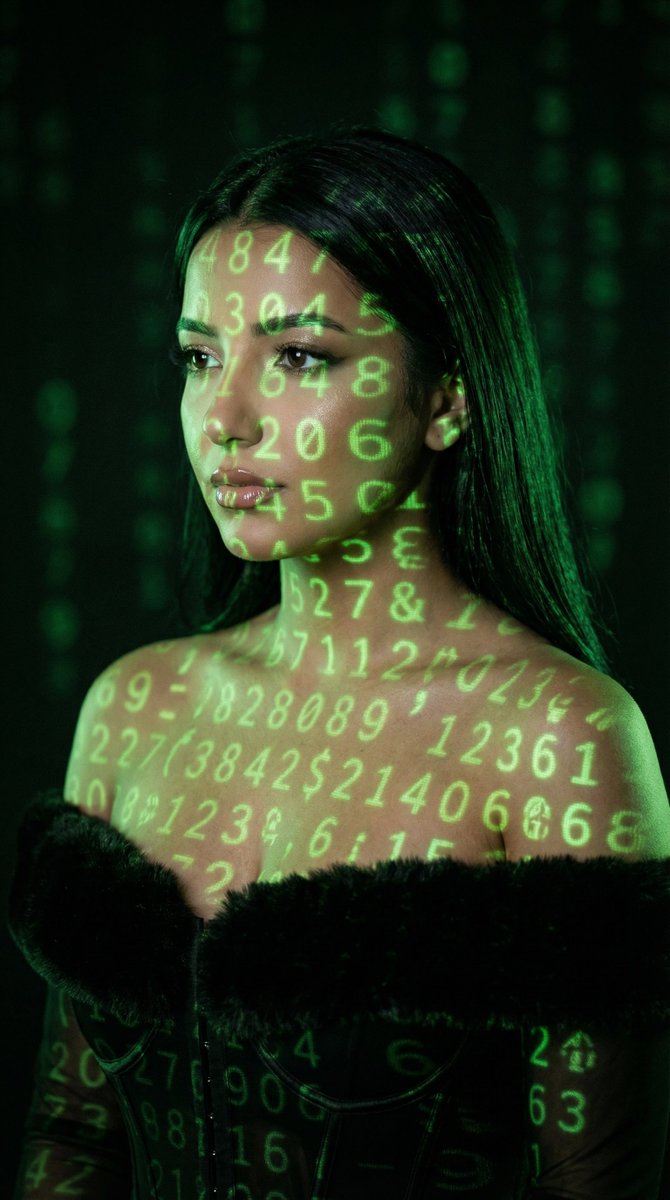 Preview image for Cyber Projector Numbers Beauty Portrait Prompt (JSON format) prompt