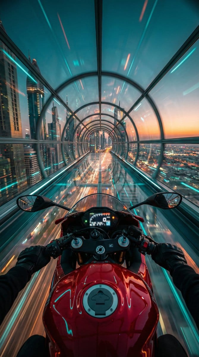 Cyberpunk POV Motorcycle Ride at Hyper-Velocity - Prompt IA