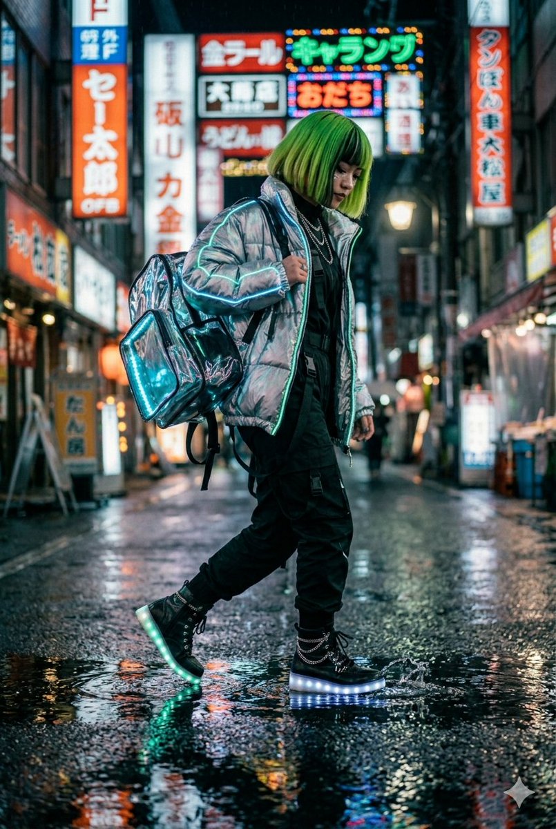 Preview image for Cyberpunk Techwear Street Shot prompt