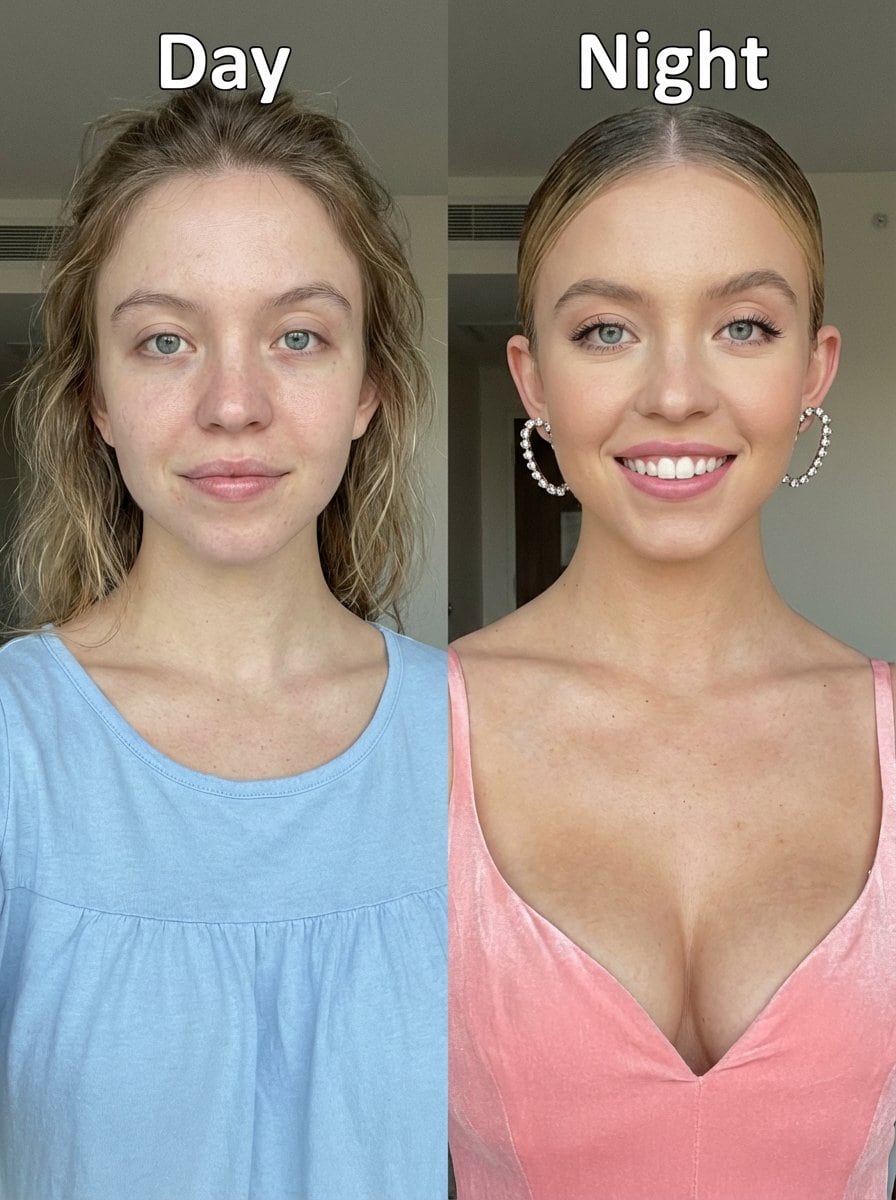 Day vs. Night Split Portrait Comparison - AI Generated Character Style Image Example