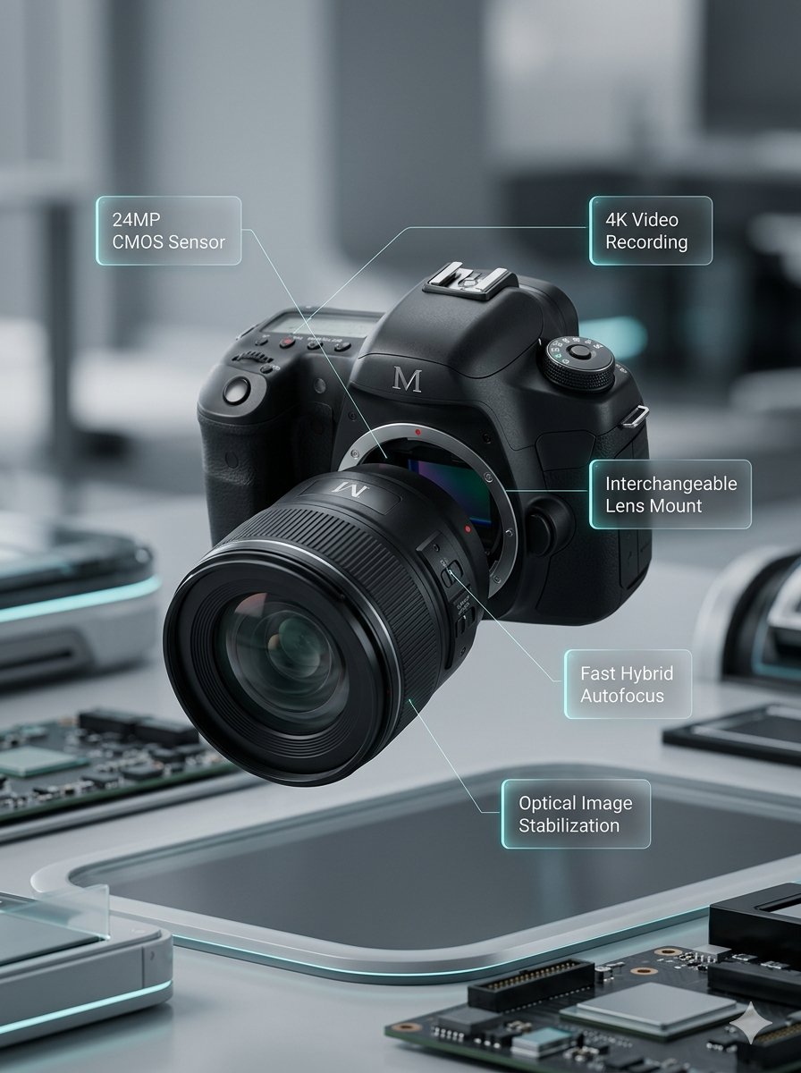 Preview image for Deconstructed and Assembled M DSLR Camera Visualization prompt