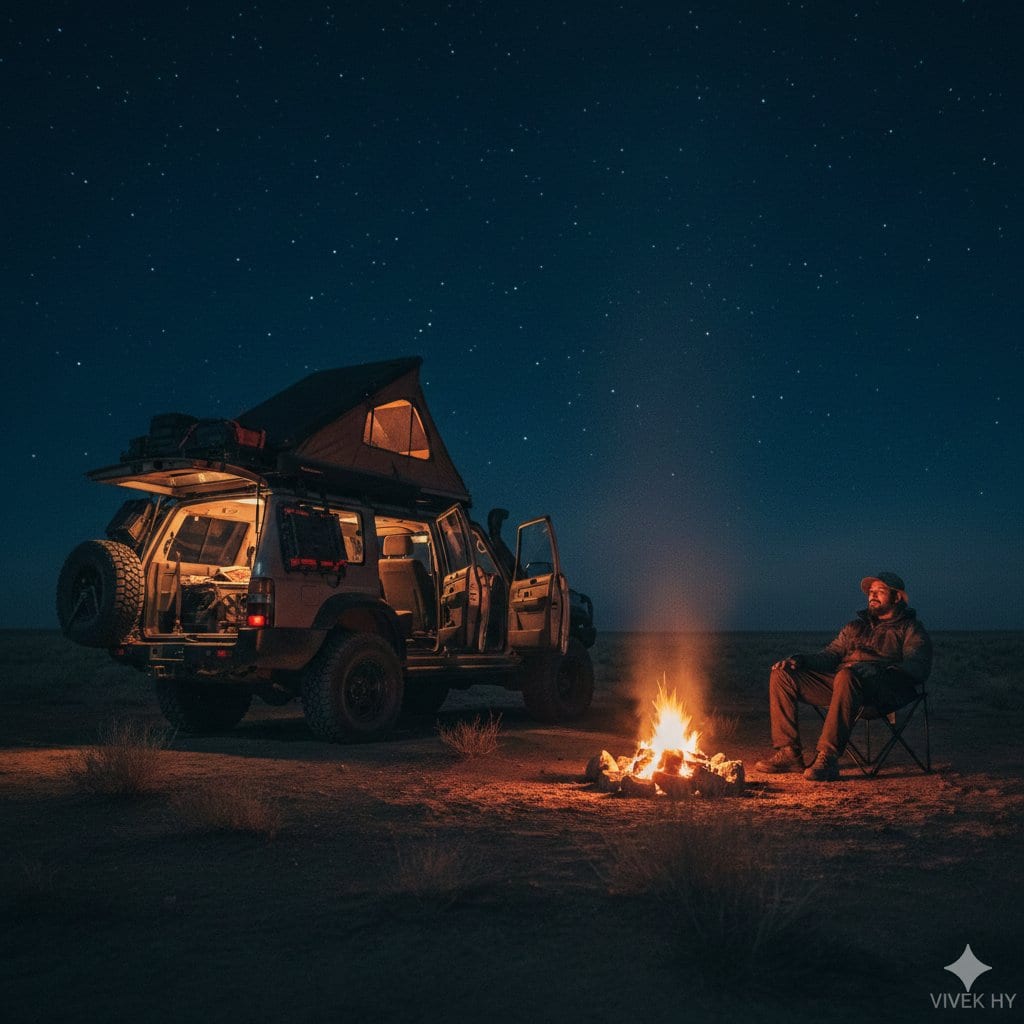 Desert Camping Scene (Hyper-realistic Night) - AI提示詞
