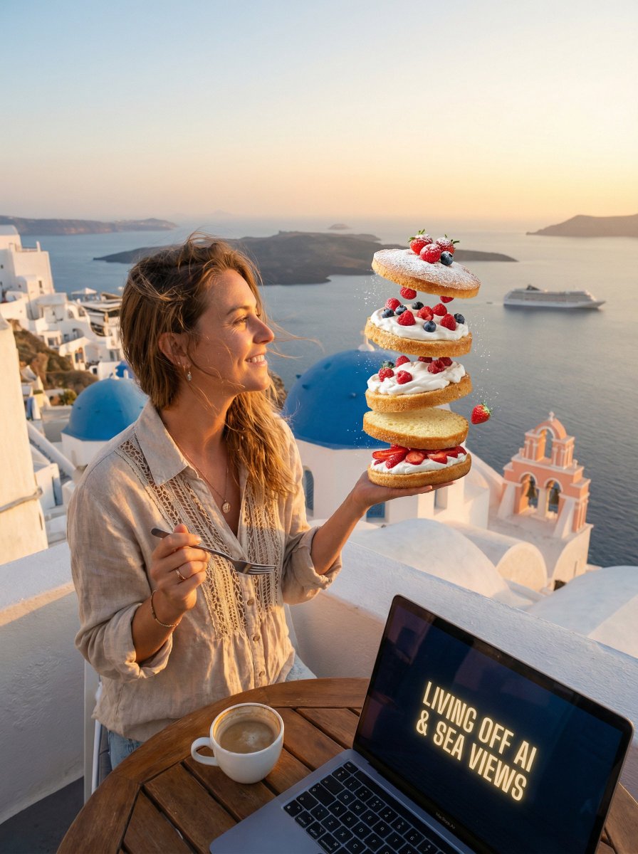 Preview image for Dessert Nomad Dream: Cinematic Food and Travel Fusion prompt