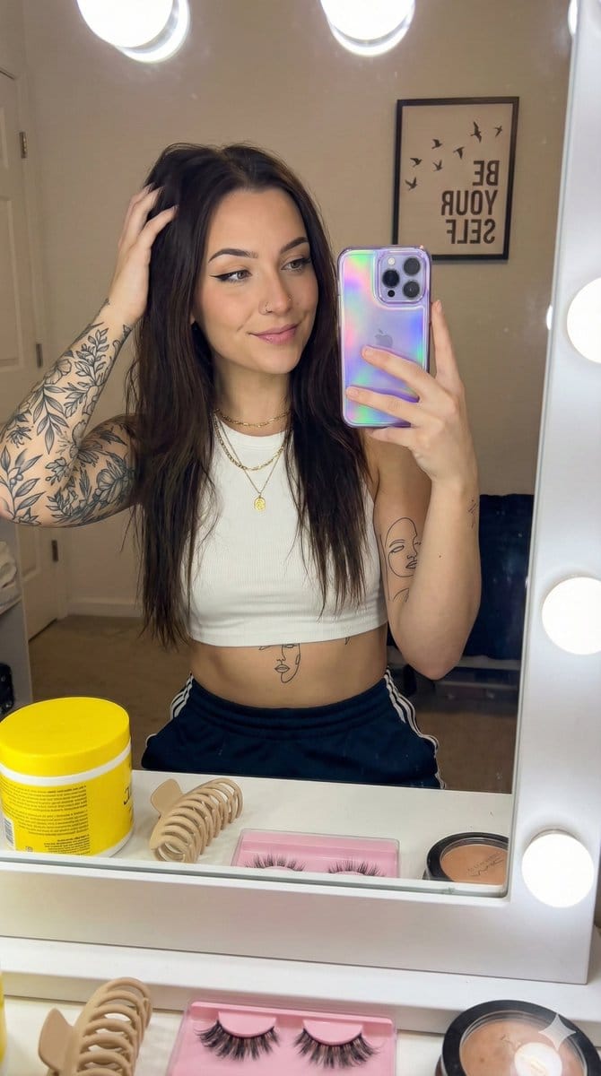 Detailed Social Media Mirror Selfie Portrait - Промпт ИИ