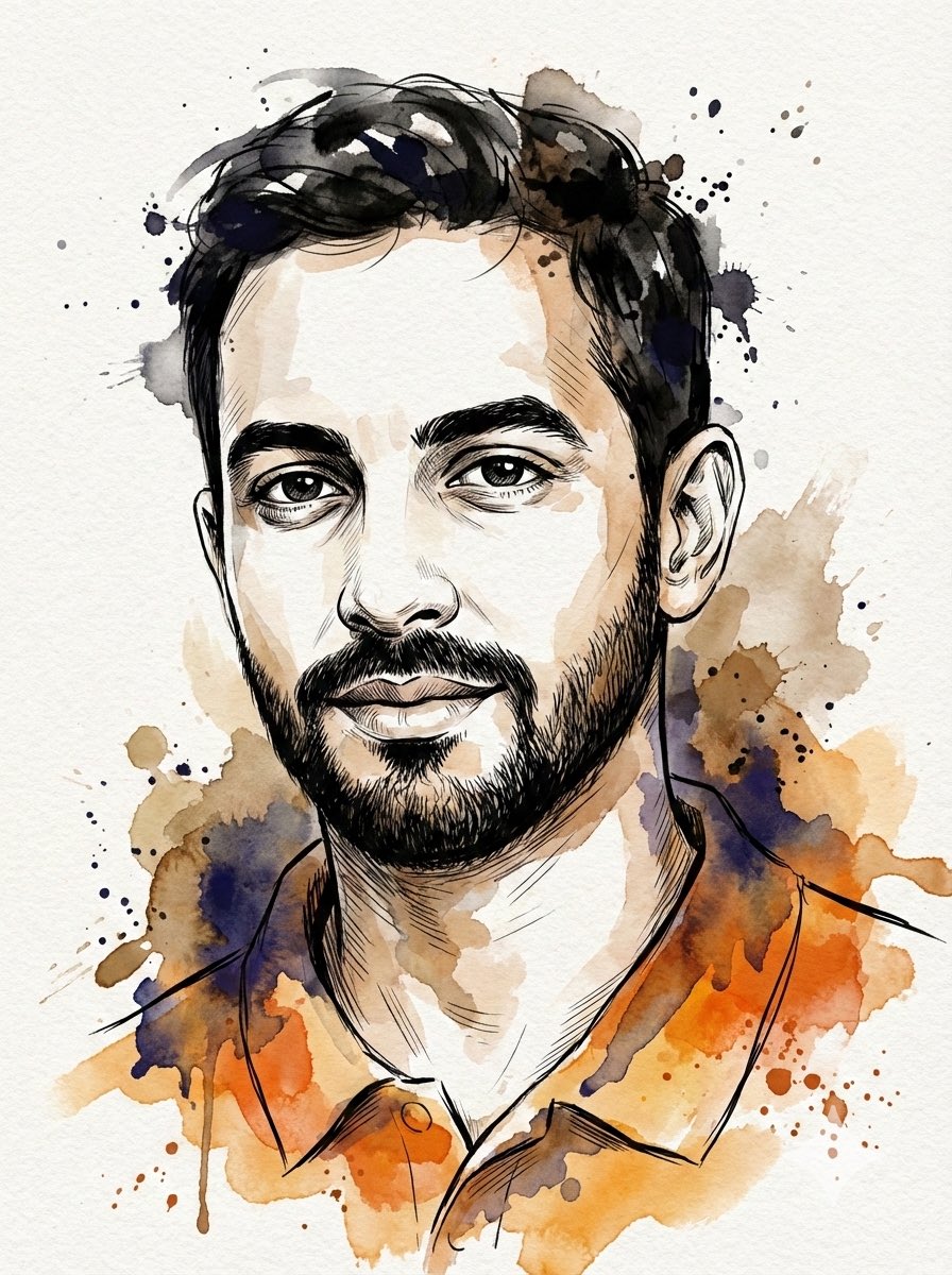 Preview image for Digital Splashes-and-Ink Portrait from Photo prompt