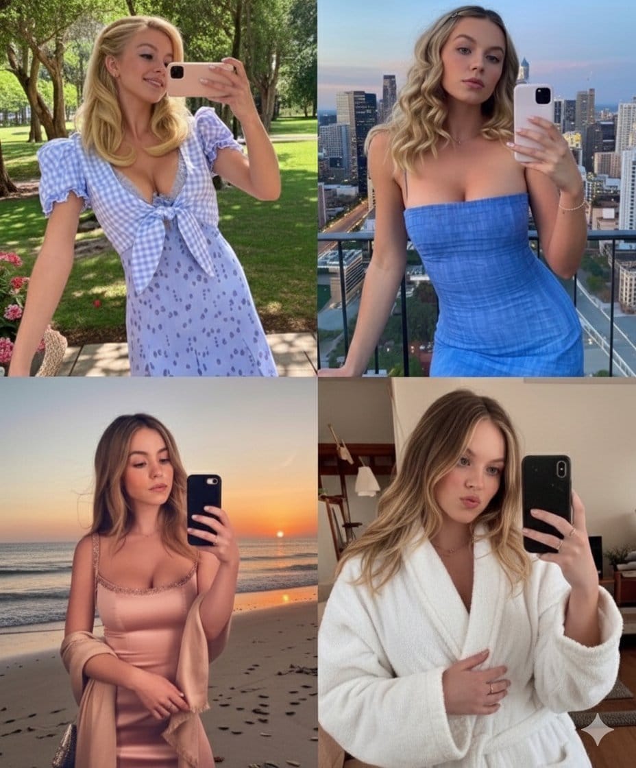 Diptych Sydney Sweeney Style Editorial Portrait - Prompt de IA