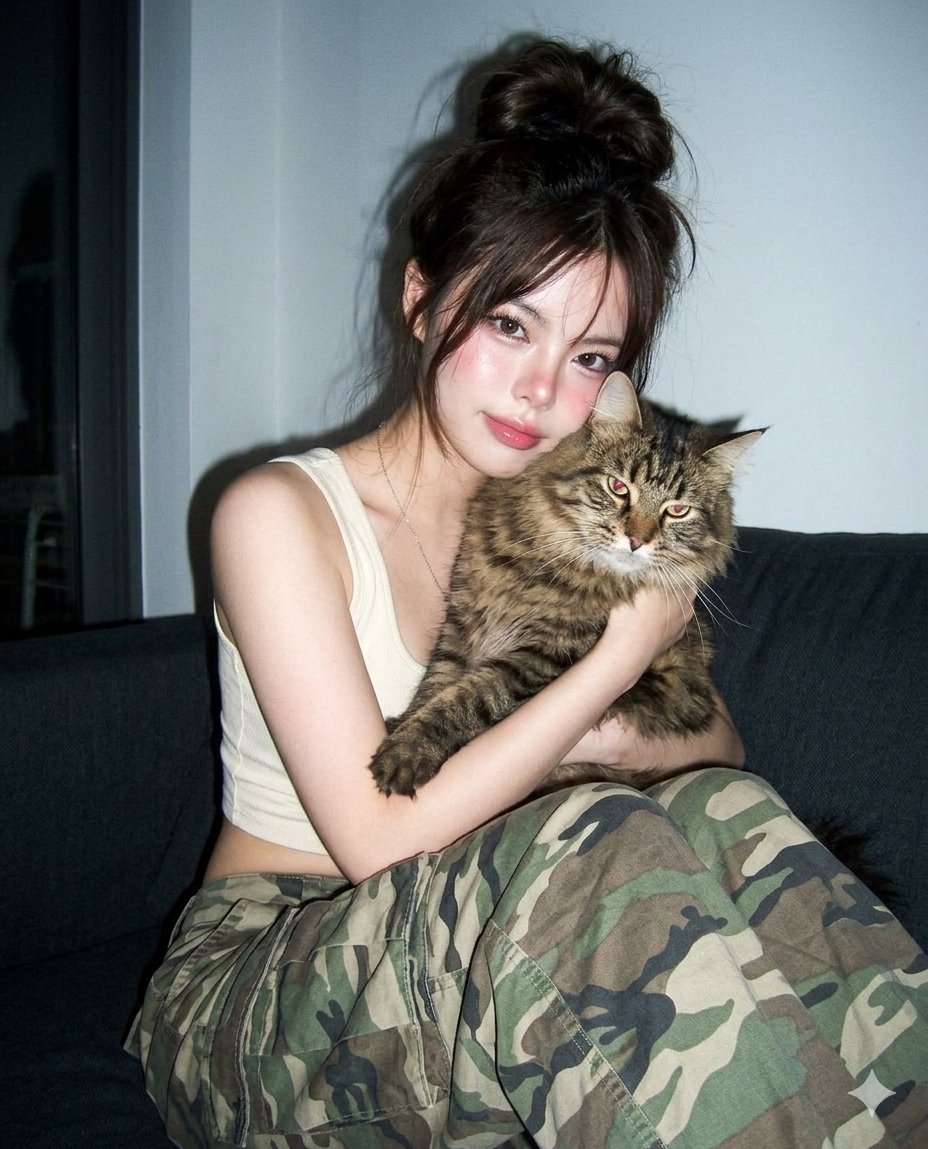 Preview image for Douyin Aesthetic Cat Portrait prompt