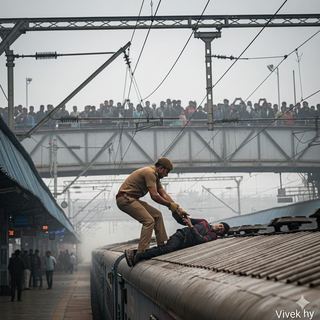 Dramatic Cinematic Train Rescue Scene Prompt - Промпт ИИ