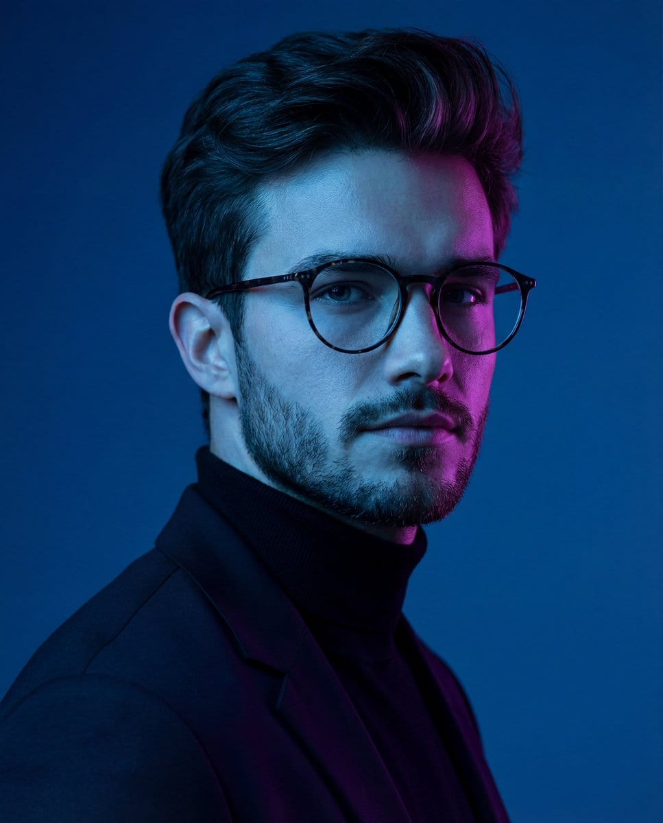 Dramatic Neon-Lit Portrait - AI 프롬프트