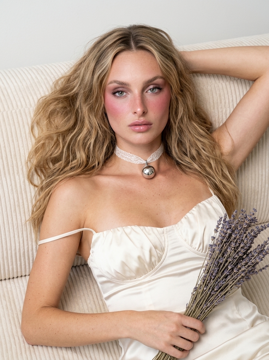 Preview image for Dreamy Silk-Satin Portrait with Dried Flowers prompt