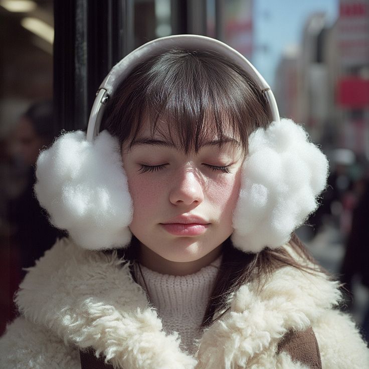 Dreamy Winter Portrait with Teddy Coat and Earmuffs - Prompt de IA