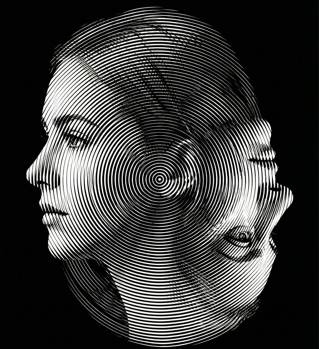 Dual-Orientation Optical Illusion Portrait