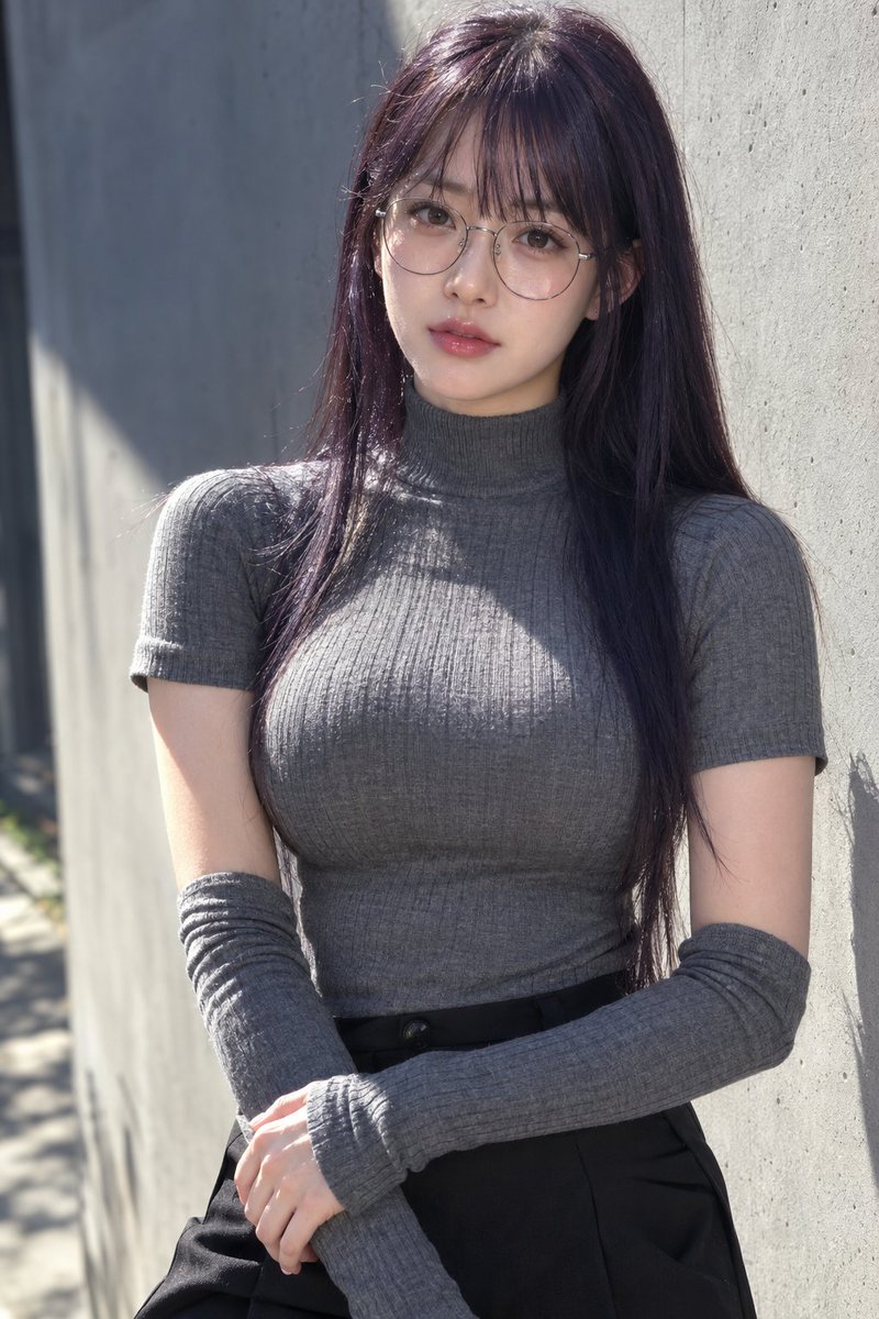 Preview image for East Asian Woman in Gray Turtleneck Concrete Wall prompt