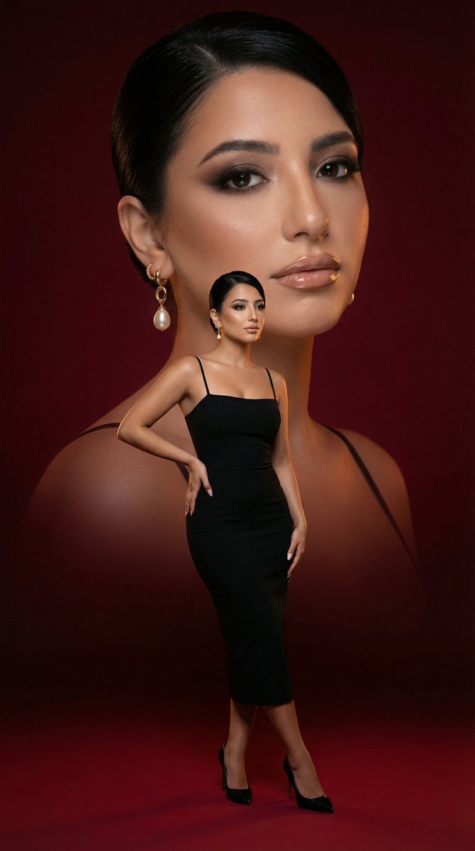 Preview image for Editorial Beauty Fashion Poster (Red Dual Composition) prompt
