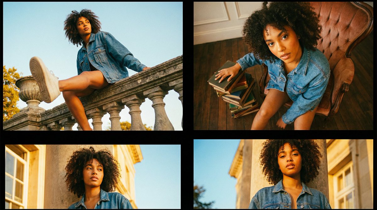 Preview image for Editorial Fashion Portrait Series Grid Template prompt