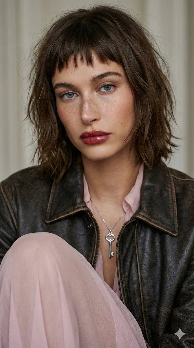 Preview image for Editorial Fashion Portrait with Wolf-Cut Hairstyle Prompt prompt