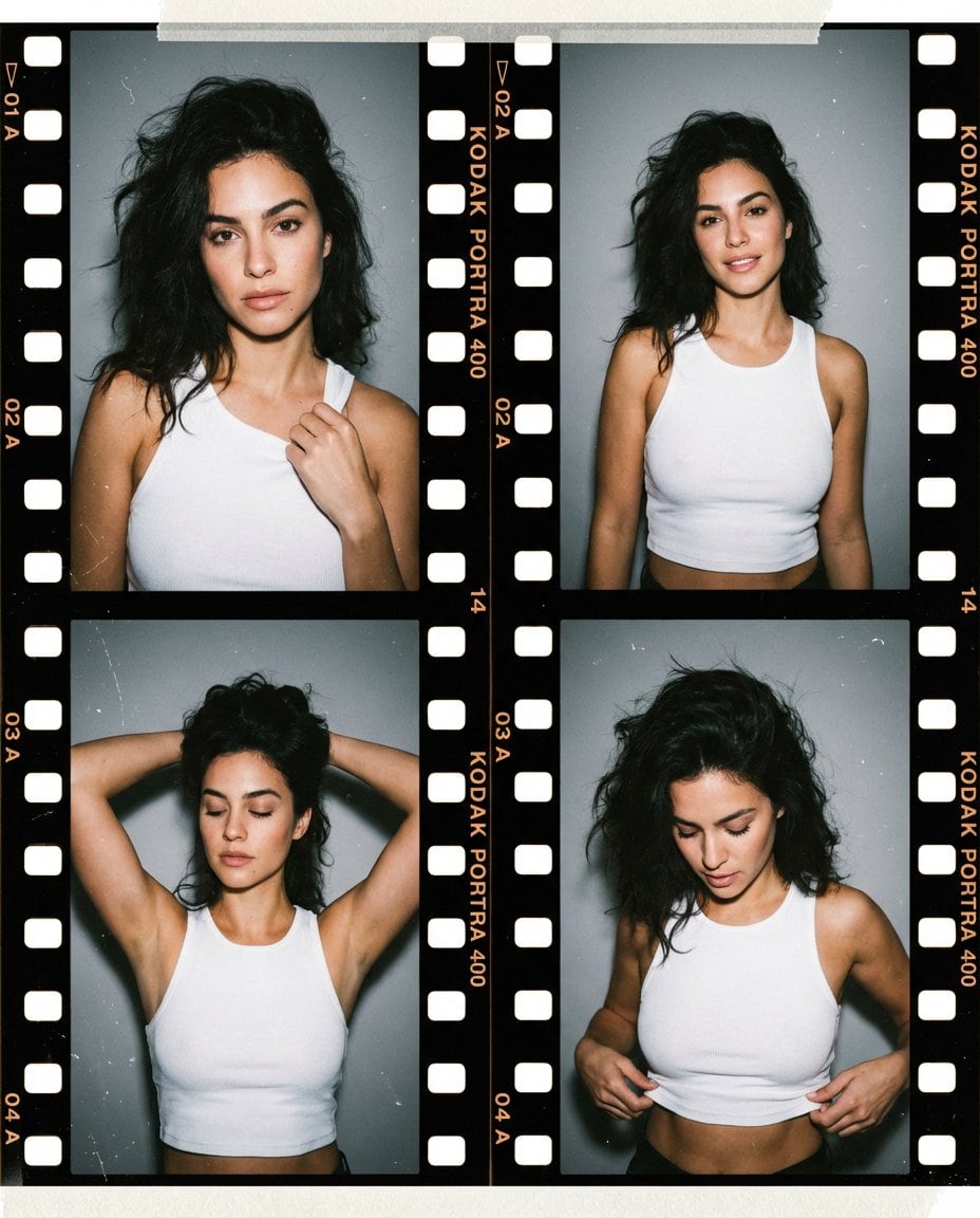 Editorial Portrait Contact Sheet Aesthetic - Prompt de IA
