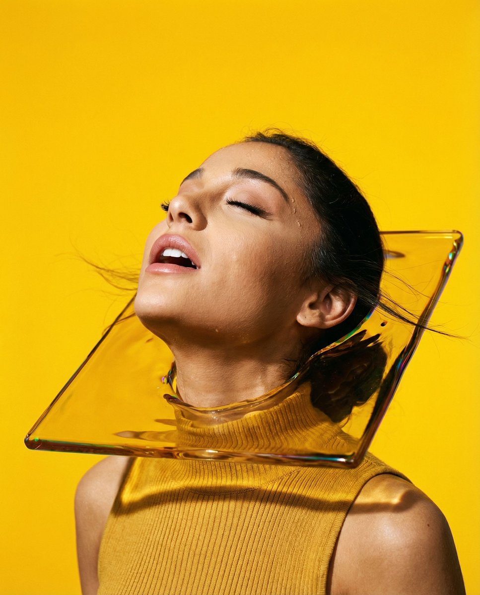 Preview image for Editorial Surrealism Portrait (Amber Trance) prompt