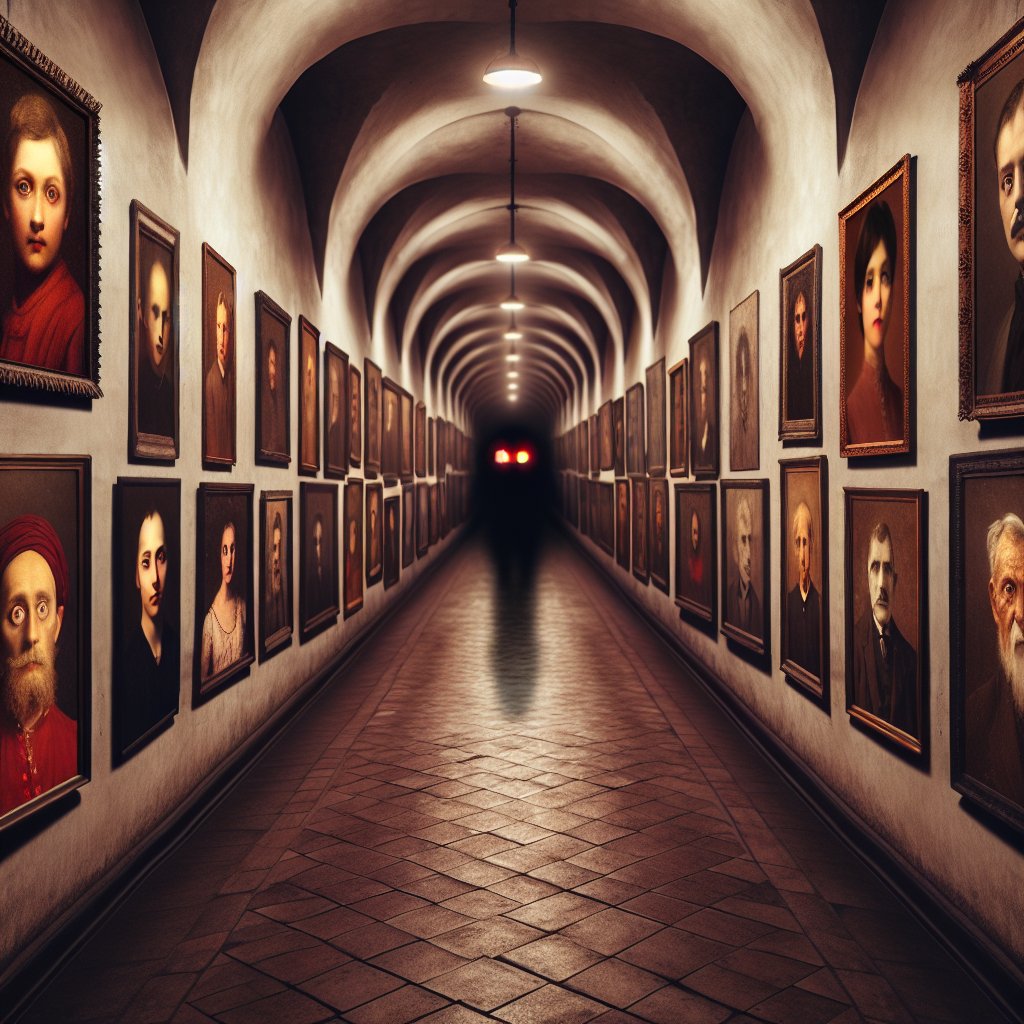 Eerie Hallway with Shadow Creature Prompt