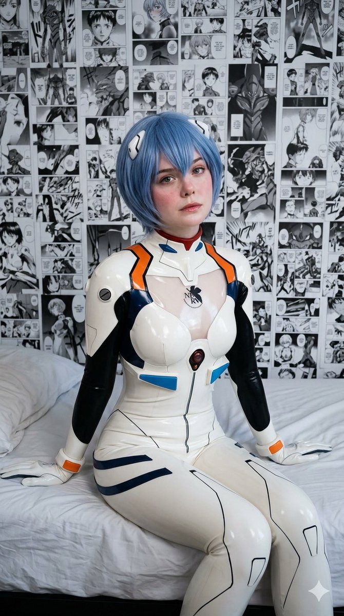 Preview image for Elle Fanning as Rei Ayanami Cosplay prompt