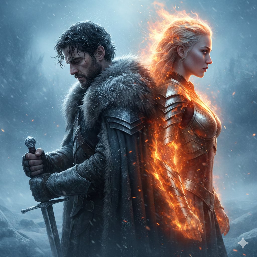 Preview image for Epic Fantasy Warriors: Fire and Ice Cinematic Poster prompt