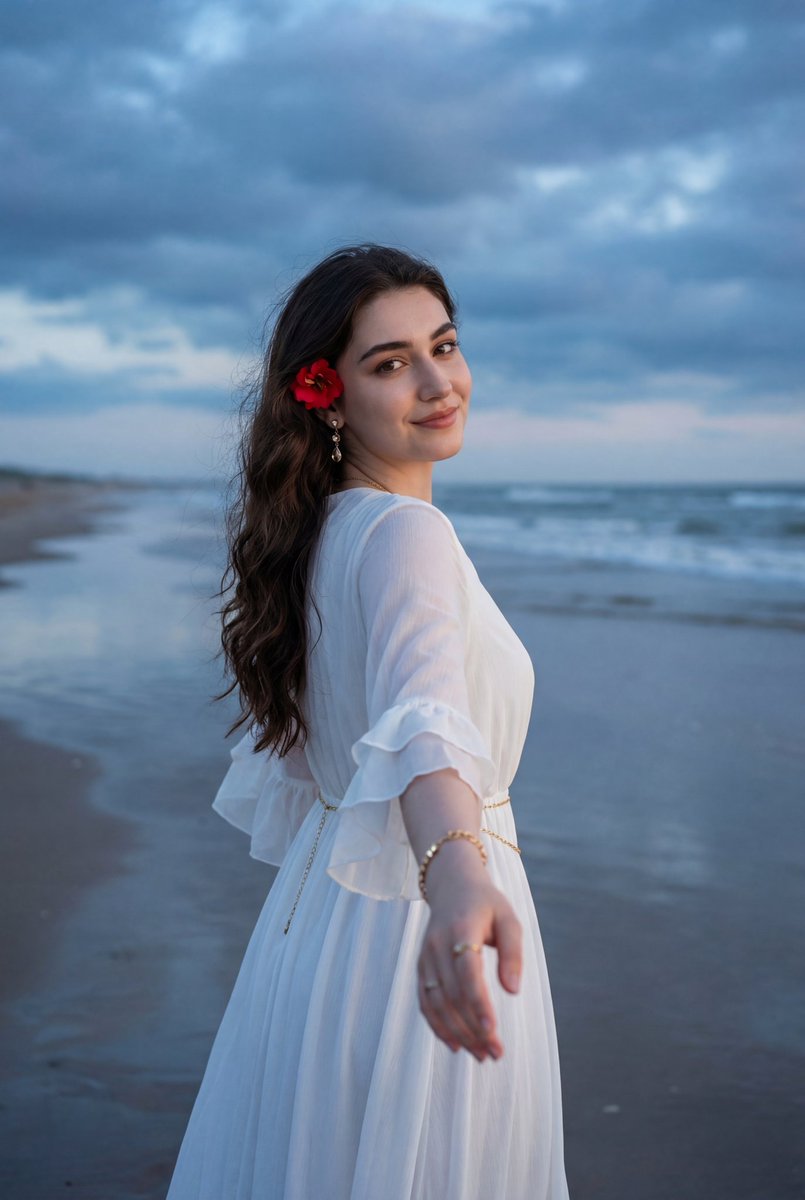 Ethereal Coastal Portrait at Blue Hour - AI Art AI Generated Artwork