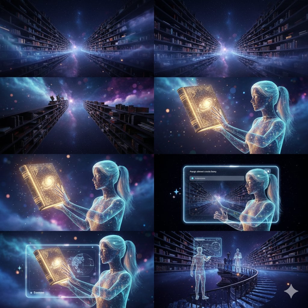 Ethereal Cosmic Library - AI Generated Realistic Style Image Example