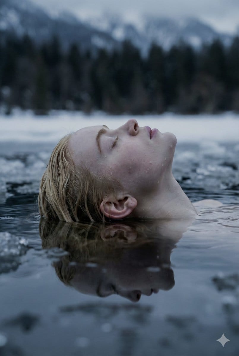Ethereal Submerged Portrait in Icy Water - AI 프롬프트