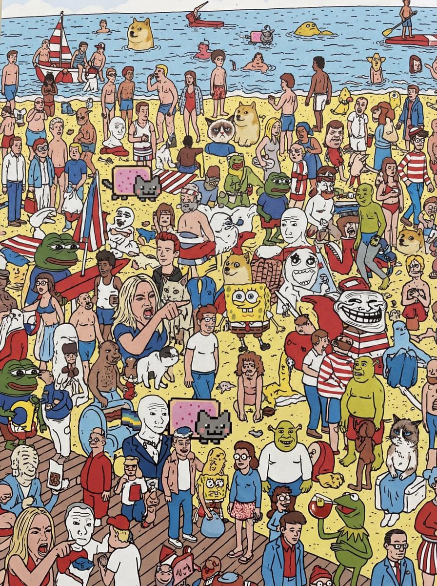 Every meme character in Where’s Wally style - AI Generated Character Style Image Example