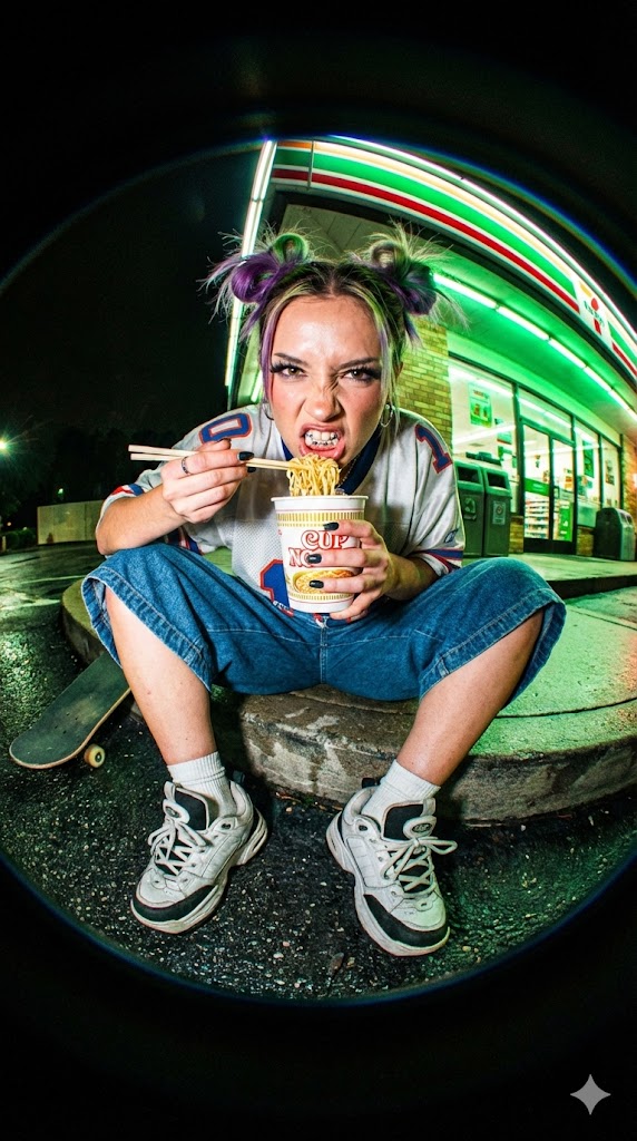 Preview image for Extreme Fisheye Streetwear Portrait prompt