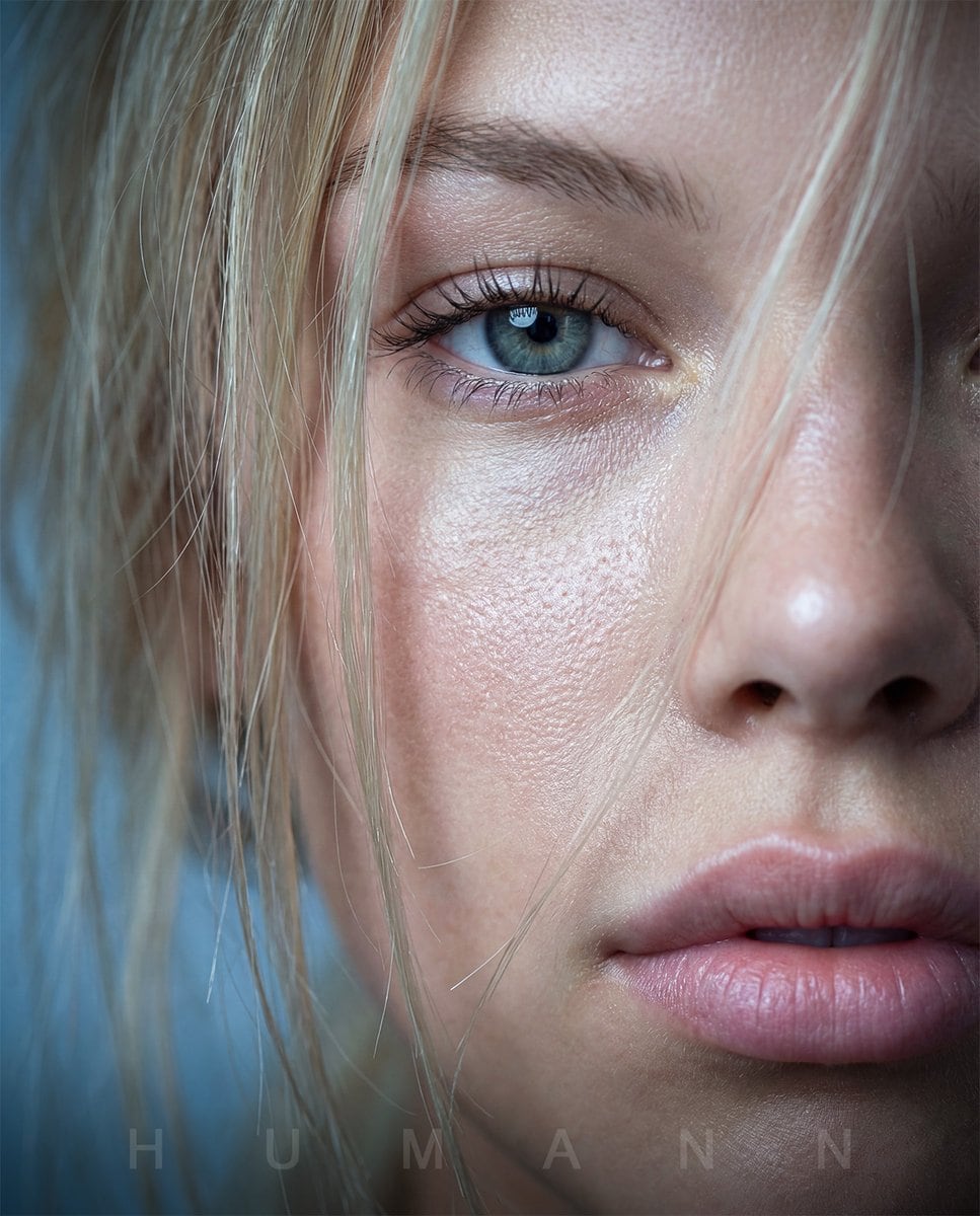 Extreme Macro Portrait with Hyper-realistic Skin Texture - AI Generated Character Style Image Example