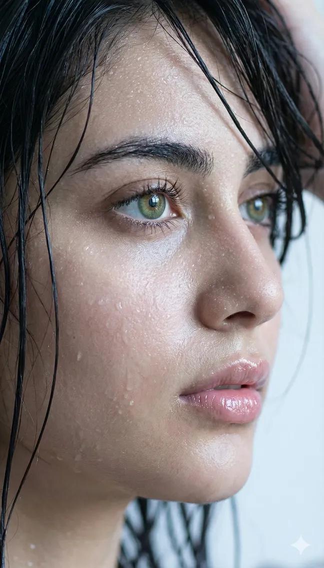Extreme Wet Close-Up Portrait - AI 프롬프트