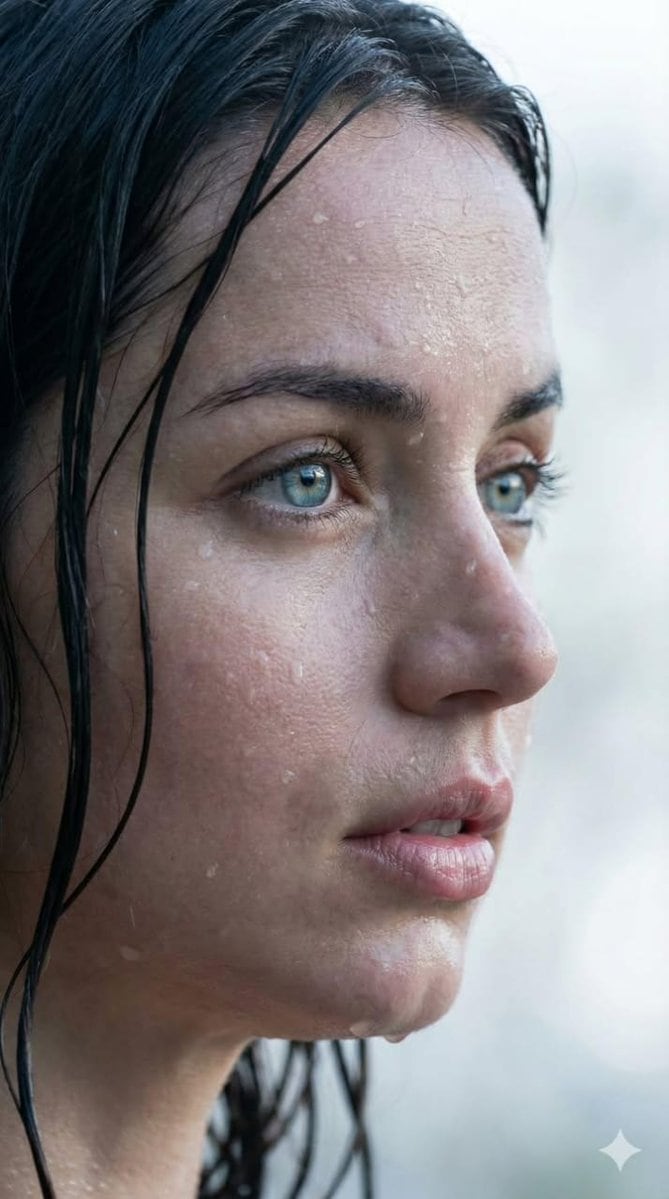Extreme Wet Close-up Portrait with Reference Image - AI Generated Character Style Image