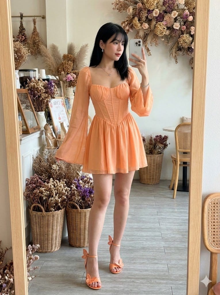 Fairy-Core Mirror Selfie with Identity Lock Prompt - AI Generated Realistic Style Image
