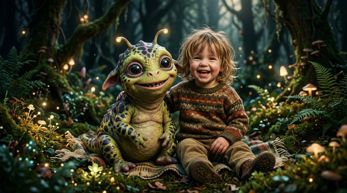 Preview image for Fantasy Child and Alien Creature Portrait prompt