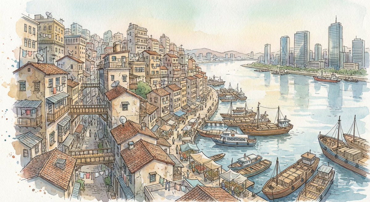 Preview image for Fantasy Watercolor City Illustration Prompt prompt