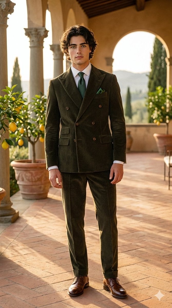 Fashion Editorial in Italian Villa at Golden Hour - AI Generated Realistic Style Image Example
