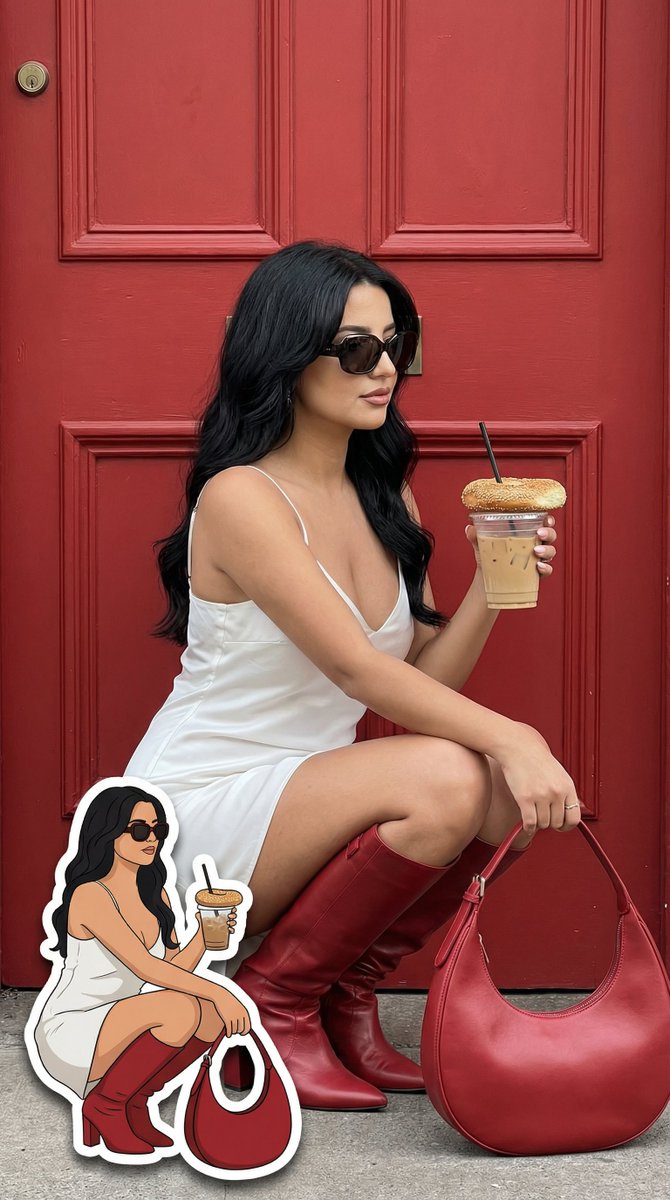 Preview image for Fashion Editorial with Exact 2D Cartoon Duplicate prompt