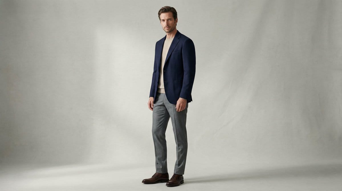 Fashion Magazine Style Photo of a Male Model in Office Casual - AI Generated Realistic Style Image Example