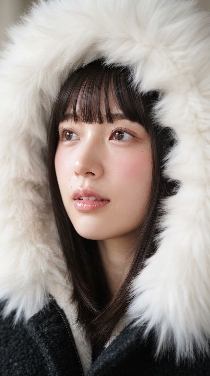 Preview image for Faux Fur Hood Beauty Portrait prompt