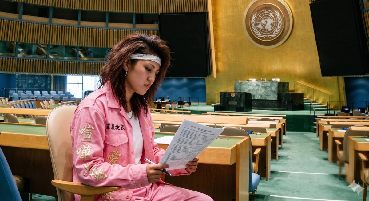 Preview image for Female Bosozoku vs United Nations prompt