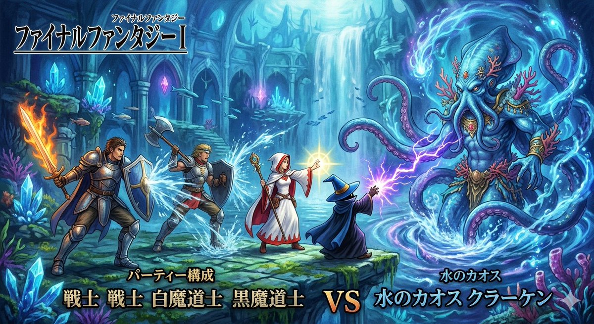Final Fantasy Party vs. Kraken Image Generation