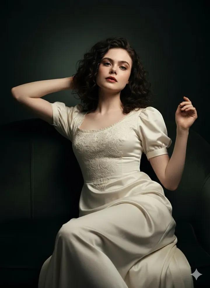 Fine Art Low-Key Portrait in Vintage Dress - AI Prompt