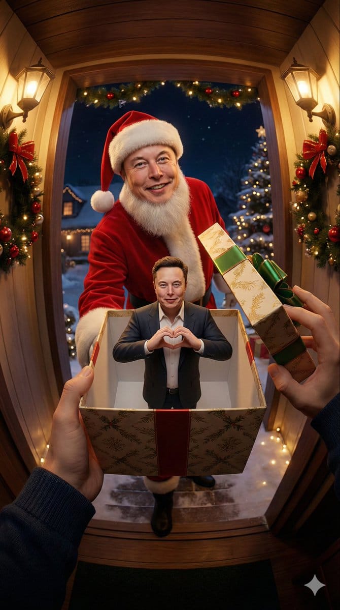 First-Person Perspective Christmas Gift Delivery with Character Model - Prompt IA