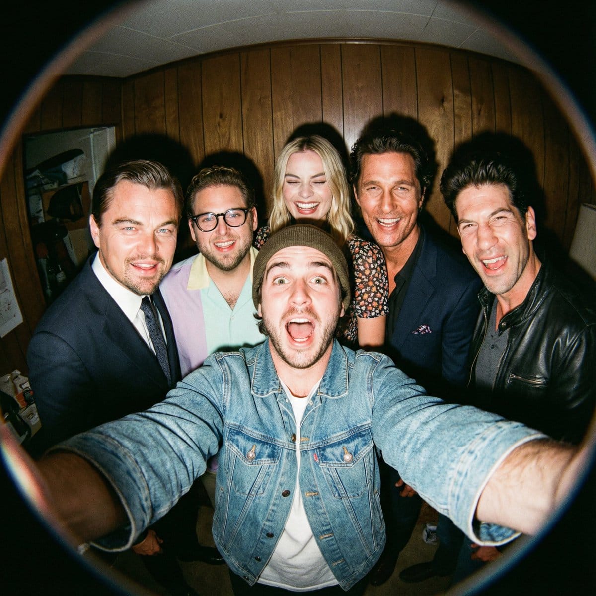Fisheye selfie with movie characters using Nano Banana Pro - AI Prompt