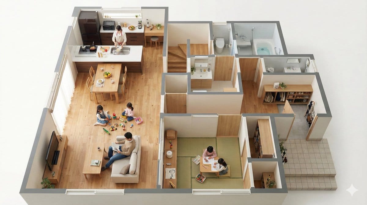 Floor Plan Visualization with Family Life - AI Prompt