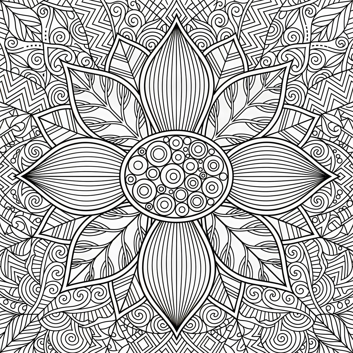 Preview image for Flower Mandala Coloring Page prompt