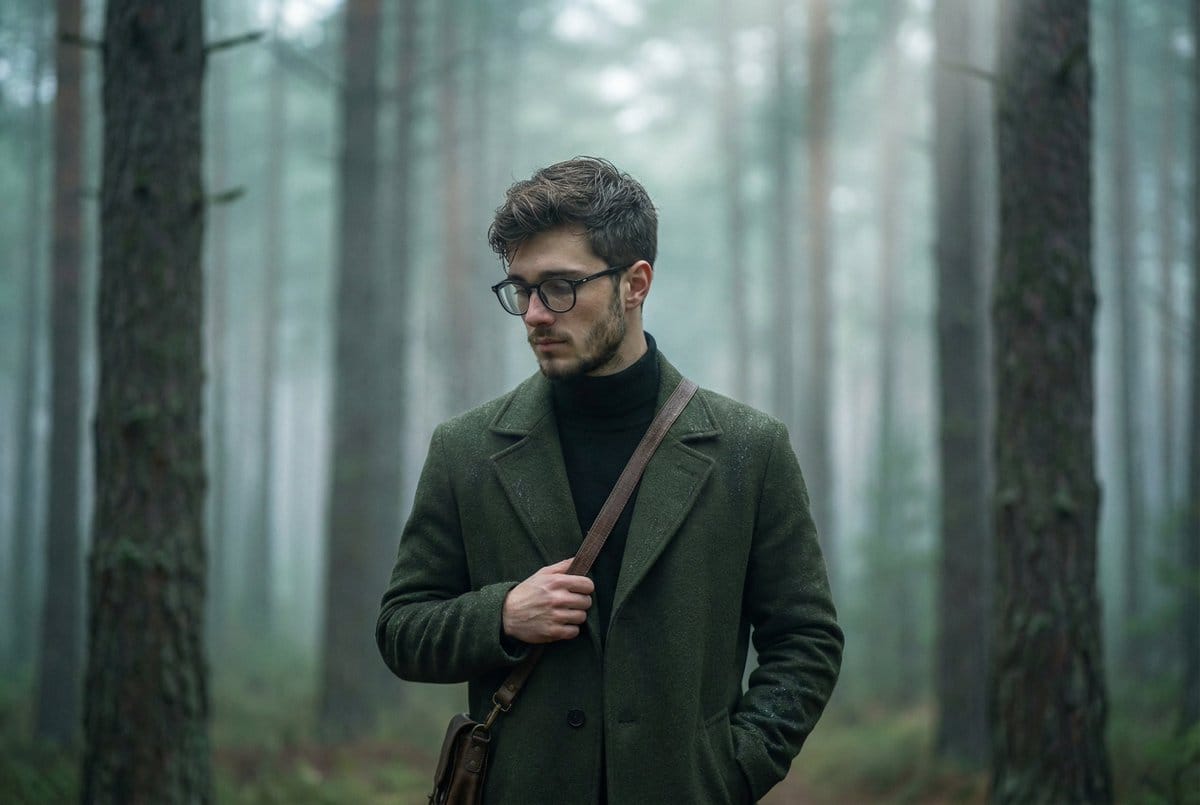 Foggy pine forest cinematic portrait - AI Generated Character Style Image Example