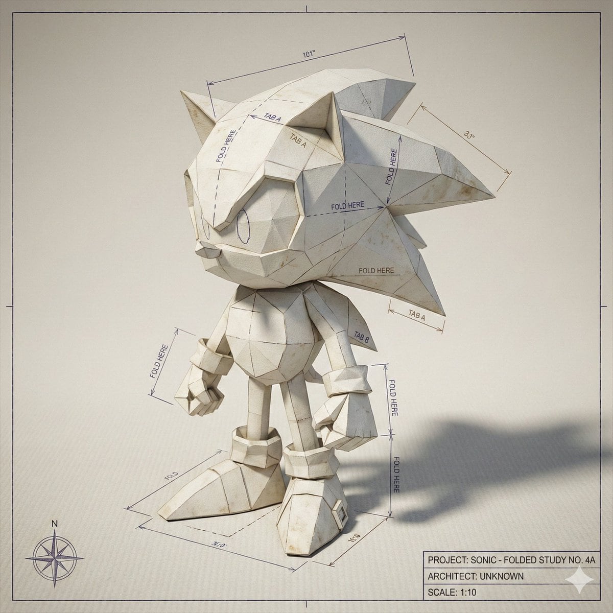 Folded Paper Blueprint of a Character - AI Generated Character Style Image Example