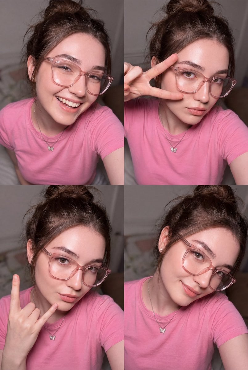 Four-Panel Flash Portrait Collage Prompt - AI Generated Character Style Image Example